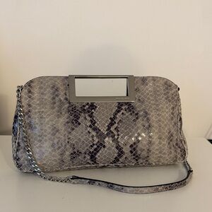 Michael Kors Gray Snakeskin Clutch